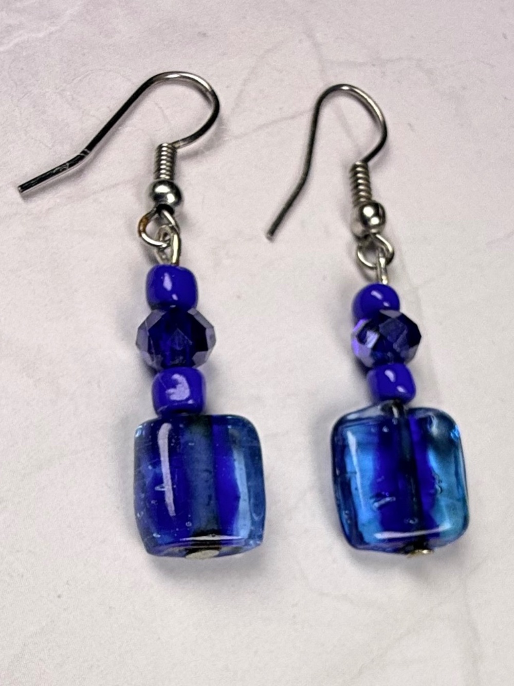 Cobalt Blue Glass Earrings